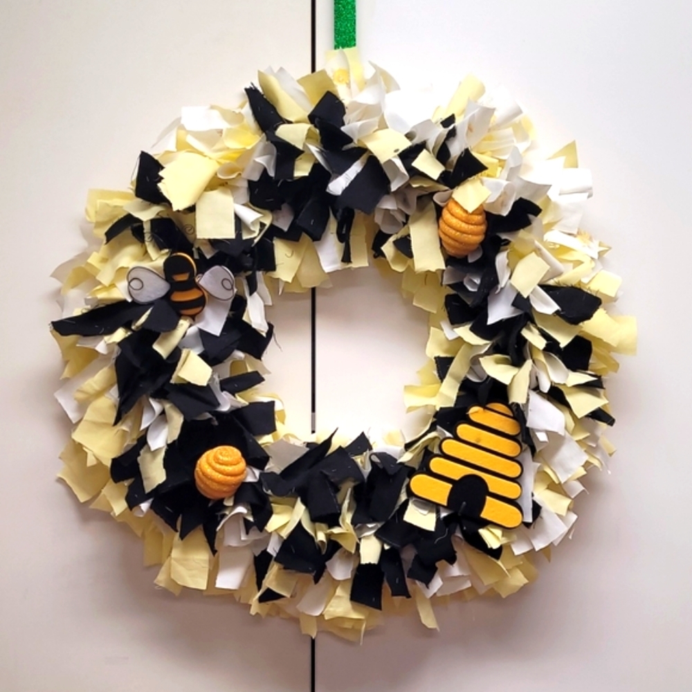 Handmade Bee Themed Rag Wreath